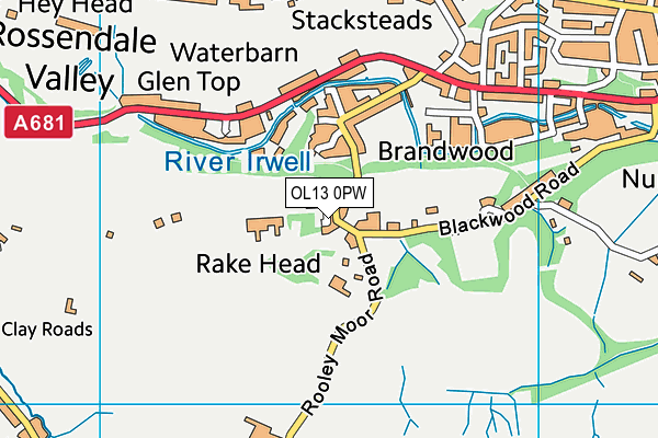 OL13 0PW map - OS VectorMap District (Ordnance Survey)