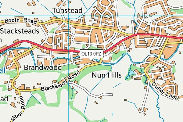 OL13 0PZ map - OS VectorMap District (Ordnance Survey)