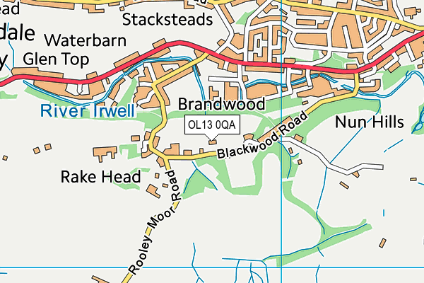 OL13 0QA map - OS VectorMap District (Ordnance Survey)