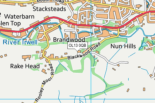 OL13 0QB map - OS VectorMap District (Ordnance Survey)