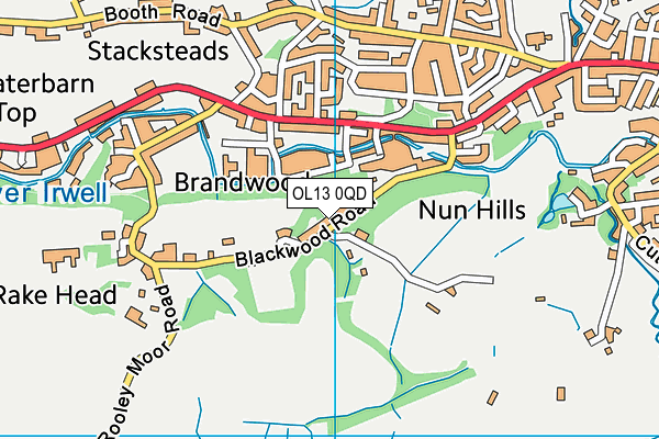 OL13 0QD map - OS VectorMap District (Ordnance Survey)