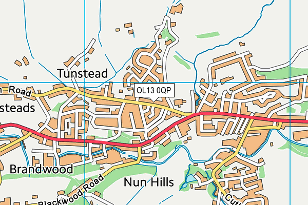 OL13 0QP map - OS VectorMap District (Ordnance Survey)