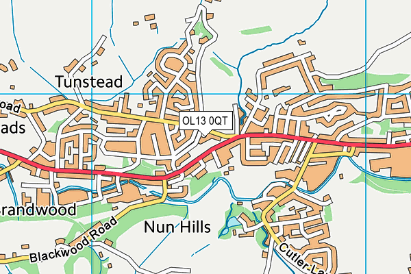 OL13 0QT map - OS VectorMap District (Ordnance Survey)