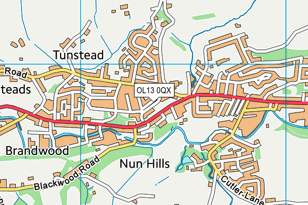 OL13 0QX map - OS VectorMap District (Ordnance Survey)