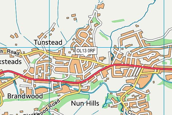 OL13 0RF map - OS VectorMap District (Ordnance Survey)