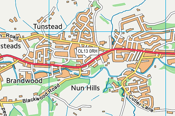 OL13 0RH map - OS VectorMap District (Ordnance Survey)