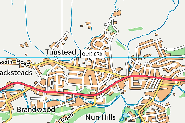 OL13 0RX map - OS VectorMap District (Ordnance Survey)