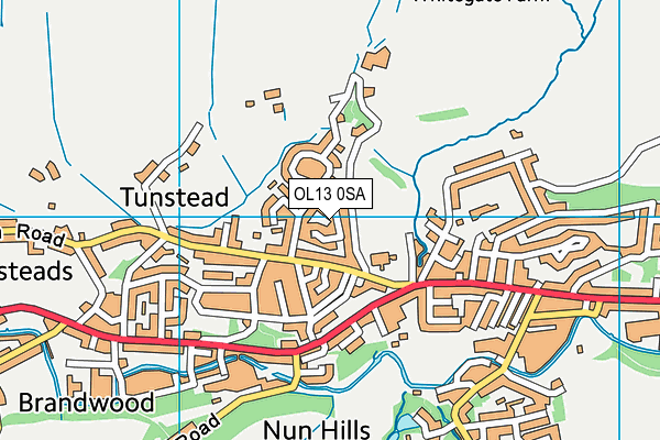 OL13 0SA map - OS VectorMap District (Ordnance Survey)