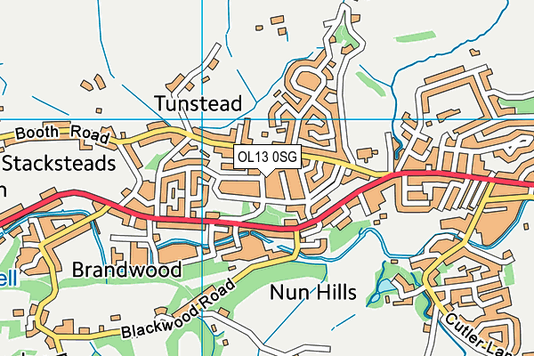 OL13 0SG map - OS VectorMap District (Ordnance Survey)