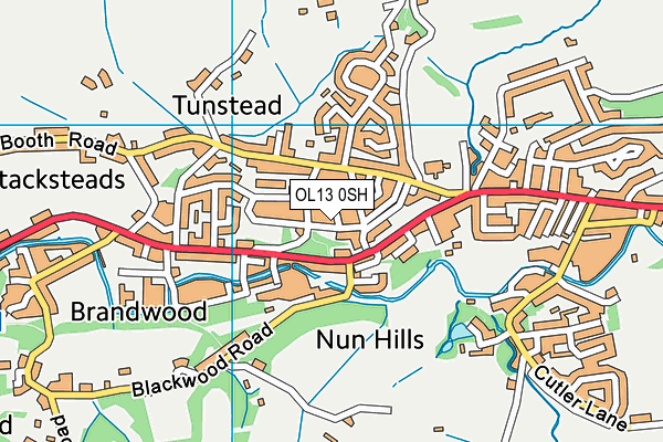 OL13 0SH map - OS VectorMap District (Ordnance Survey)