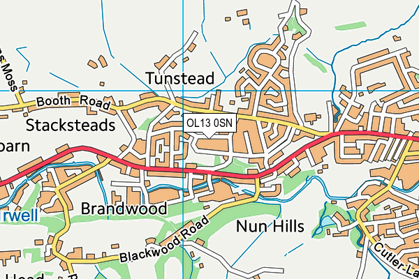 OL13 0SN map - OS VectorMap District (Ordnance Survey)