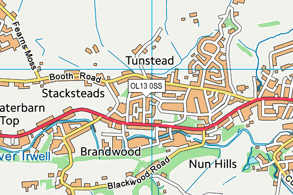 OL13 0SS map - OS VectorMap District (Ordnance Survey)