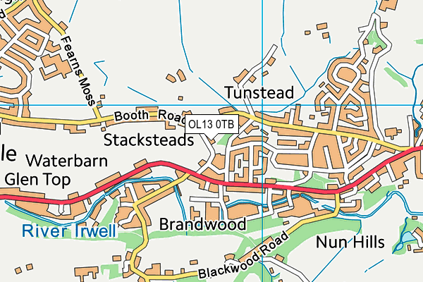 OL13 0TB map - OS VectorMap District (Ordnance Survey)