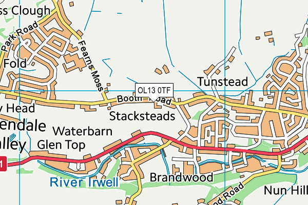 OL13 0TF map - OS VectorMap District (Ordnance Survey)