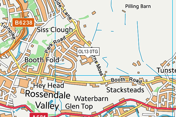 The Valley Leadership Academy map (OL13 0TG) - OS VectorMap District (Ordnance Survey)
