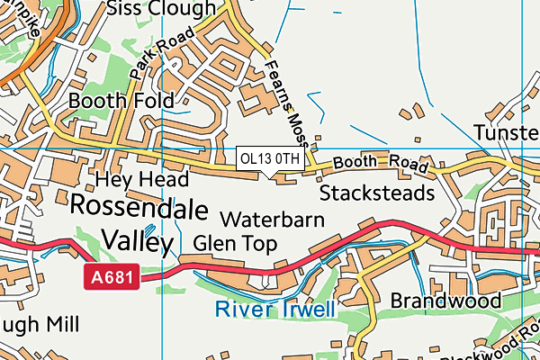 OL13 0TH map - OS VectorMap District (Ordnance Survey)