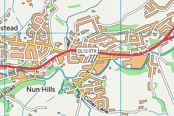 OL13 0TX map - OS VectorMap District (Ordnance Survey)