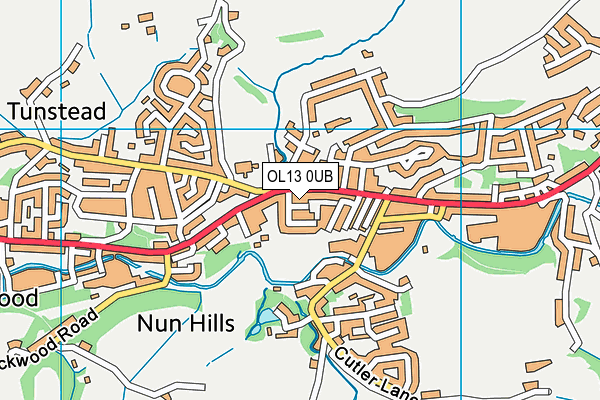 OL13 0UB map - OS VectorMap District (Ordnance Survey)