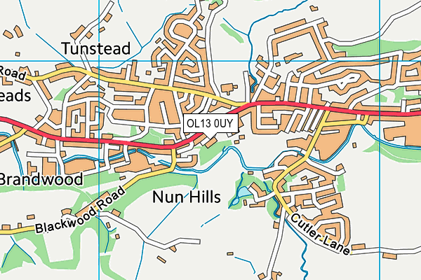 OL13 0UY map - OS VectorMap District (Ordnance Survey)