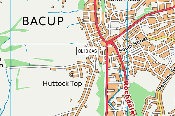 OL13 8AS map - OS VectorMap District (Ordnance Survey)