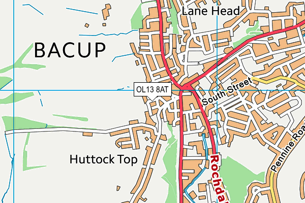 OL13 8AT map - OS VectorMap District (Ordnance Survey)