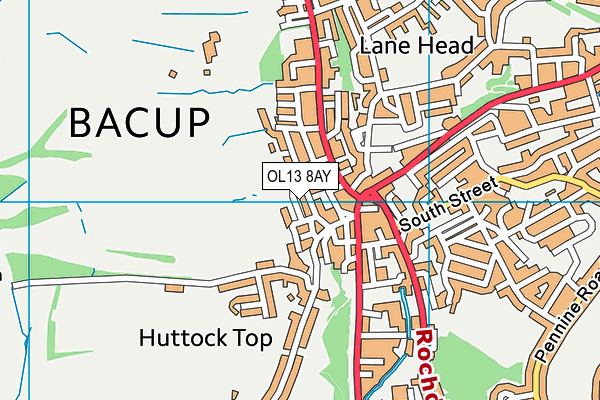 OL13 8AY map - OS VectorMap District (Ordnance Survey)