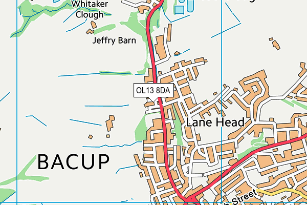 OL13 8DA map - OS VectorMap District (Ordnance Survey)