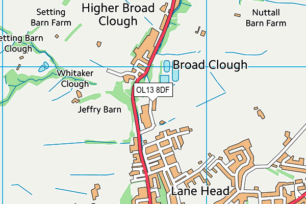 OL13 8DF map - OS VectorMap District (Ordnance Survey)
