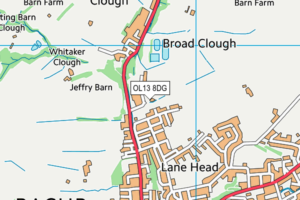 OL13 8DG map - OS VectorMap District (Ordnance Survey)