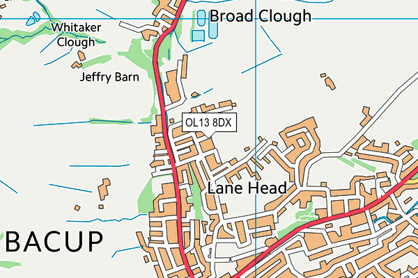 OL13 8DX map - OS VectorMap District (Ordnance Survey)