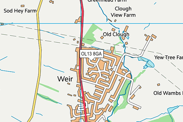 OL13 8GA map - OS VectorMap District (Ordnance Survey)