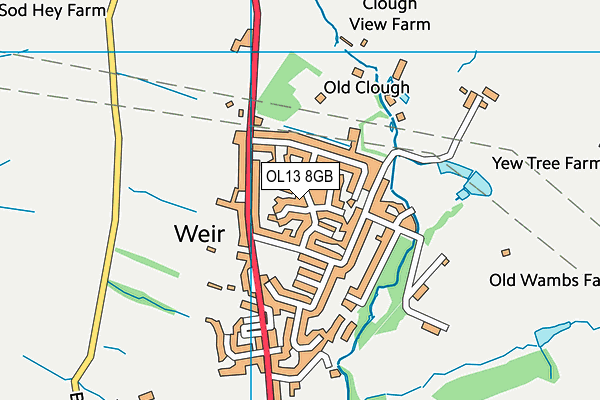 OL13 8GB map - OS VectorMap District (Ordnance Survey)