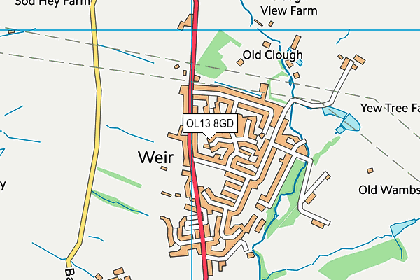 OL13 8GD map - OS VectorMap District (Ordnance Survey)