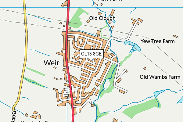 OL13 8GE map - OS VectorMap District (Ordnance Survey)