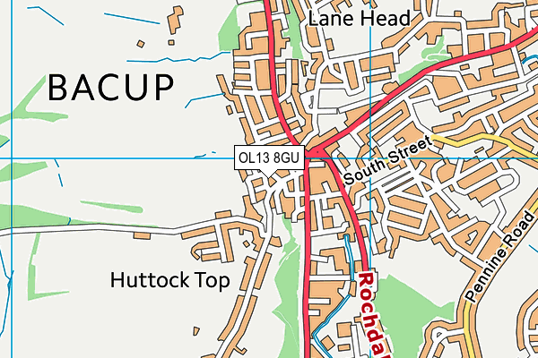 OL13 8GU map - OS VectorMap District (Ordnance Survey)