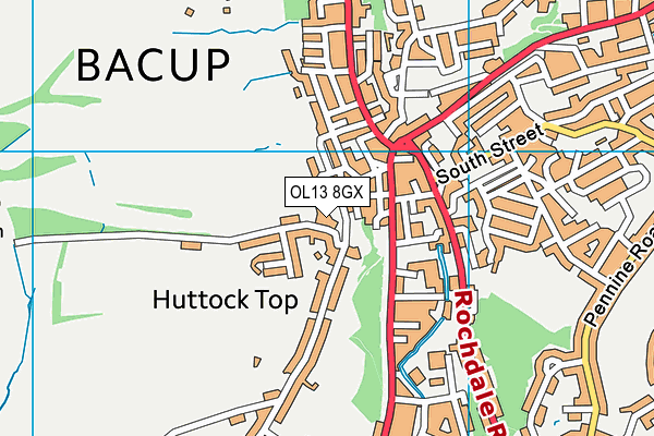 OL13 8GX map - OS VectorMap District (Ordnance Survey)
