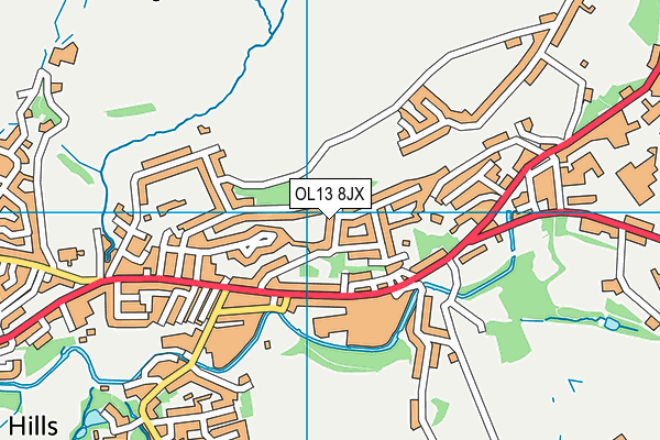 OL13 8JX map - OS VectorMap District (Ordnance Survey)