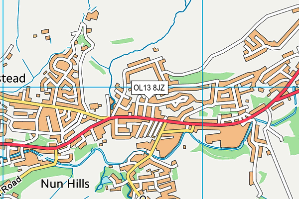 OL13 8JZ map - OS VectorMap District (Ordnance Survey)