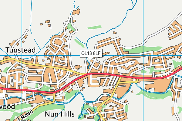 OL13 8LF map - OS VectorMap District (Ordnance Survey)