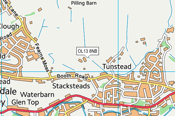 OL13 8NB map - OS VectorMap District (Ordnance Survey)