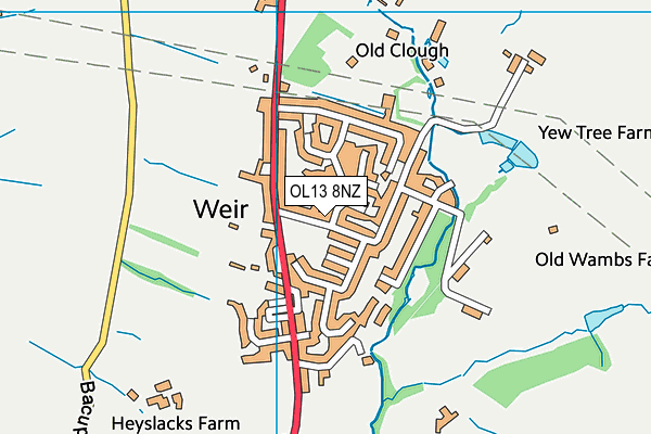 OL13 8NZ map - OS VectorMap District (Ordnance Survey)