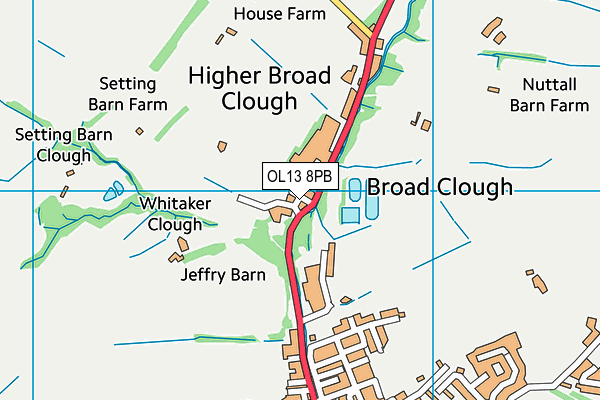 OL13 8PB map - OS VectorMap District (Ordnance Survey)