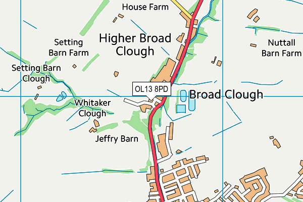 OL13 8PD map - OS VectorMap District (Ordnance Survey)