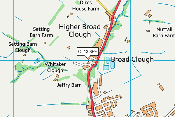 OL13 8PF map - OS VectorMap District (Ordnance Survey)