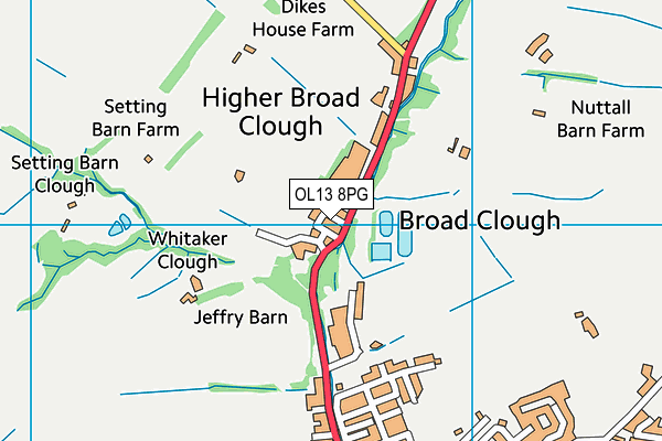 OL13 8PG map - OS VectorMap District (Ordnance Survey)