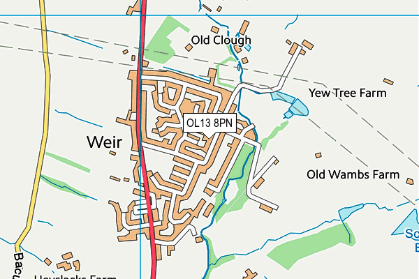 OL13 8PN map - OS VectorMap District (Ordnance Survey)