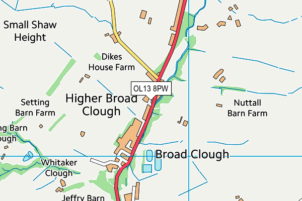 OL13 8PW map - OS VectorMap District (Ordnance Survey)