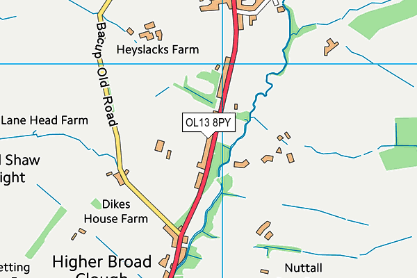 OL13 8PY map - OS VectorMap District (Ordnance Survey)