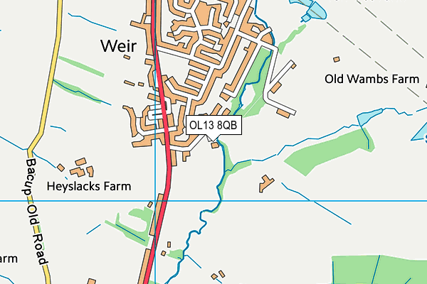 OL13 8QB map - OS VectorMap District (Ordnance Survey)