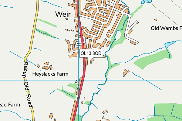 OL13 8QD map - OS VectorMap District (Ordnance Survey)